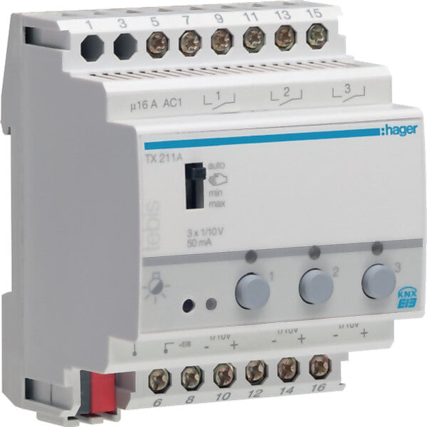 Hager Schalt-/Dimmaktor 3fach, 1-10V TX211A